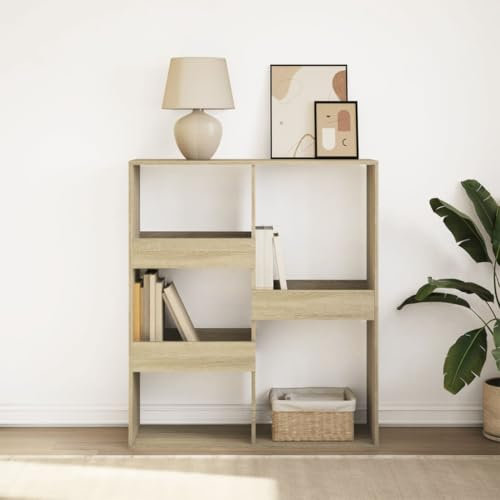 LAPOOH Bücherregal/Raumteiler Sonoma-Eiche 100x33x115 cm, Trennwand, Paravent, Sichtschutz, Umkleidekabine, Spanische Wand - 854510
