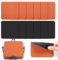 Myir JUN Posavasos Juego de 12 Posavasos 10cm Originales Cuadrados para Copas Posavasos de Cuero de Doble Cara Posavasos Impermeables Termoaislantes y con portavasos（Negro Naranja）