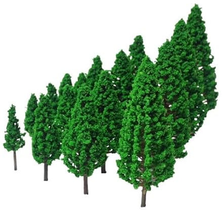 AMANDELIZABE 40 árboles para modelismo (3 – 13 cm), diorama, decoración en miniatura, accesorios de jardín de hadas, animales del bosque, decoración de cumpleaños, árbol artificial, señalización de