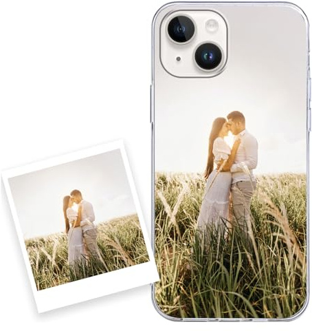Coiwxmoi Personalisierte Handyhülle für iPhone 14/iPhone 13 6,1'', Personalisiert Hülle mit Eigenem Bild Foto Selbst Gestalten Schutzhülle, Individuelle Design Stoßfest Case für iPhone 13,transparent