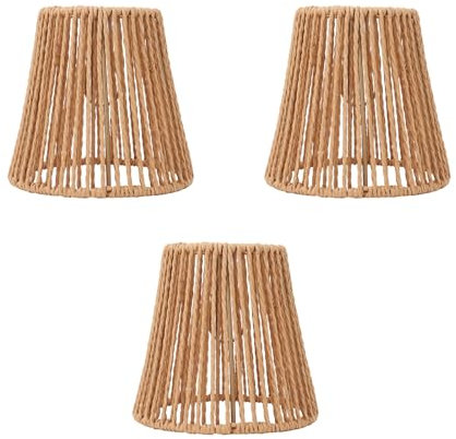 3 pièces petits abat-jour tissés, abat-jour bohème à haute transmission, abat-jour de lustre en rotin, couvertures de lumière de lustre, abat-jour de plafonnier pour lampadaire et