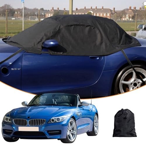 Autoabdeckung Ersatz Für BMW Z3/Z4, Halbgarage Autohülle Autoplane Winddichte Wasserdicht Halbabdeckung Für Allwetter UV-Beständige Vollgarage Regen Sonne Staub Schutz Mit Riemen Schwarz