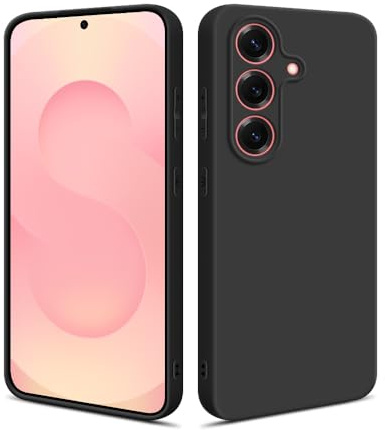 HSP Hülle für Samsung Galaxy S25 5G, Silikon Handyhülle, Dünn Case, Schwarz | Kameraschutz, matt, passgenaue Aussparungen, erhöhte Ränder, Handy Schutzhülle, Silikonhülle, Phone Cover, Silicone