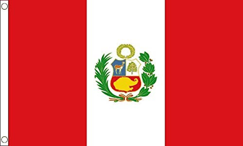 Bandera gigante con escudo de Perú de 8 x 5 pies FlagSuperstore