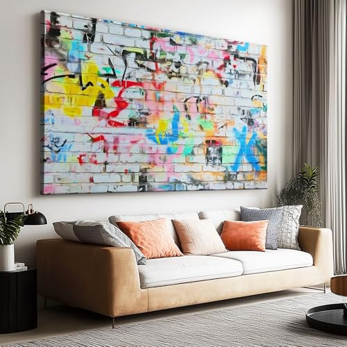 Tableau Decoration Murale Salon Moderne, Graffiti Rétro Street Art 120X90 Cm Grand Impression Sur Toile Pour Chambre Bureau Salle De Bain Maison Décoration