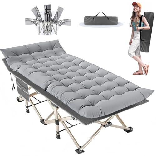 Newfulam Feldbett Klappbar XL Faltbar Gästebett bis 362KG Campingbett mit Matratze, Seitentasche, Tragetaschen, Tragbares Klappbett für Camping, Garten, Büro, Home Nap