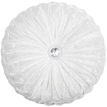 Householdfurnishing Kissen aus Pannesamt, rund, gefüllt, klein & groß, genäht mit Raute (Weiß, 45 x 45)