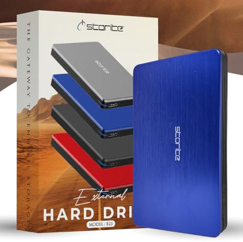 Storite Externe Festplatte, 500 GB, USB 3.0, leichte Datensicherungs- und Speicherfestplatte, tragbare Gaming-Festplatte, erweiterter Speicher, HDD für Spiele, Laptop, PC, Mac, Desktop (blau)