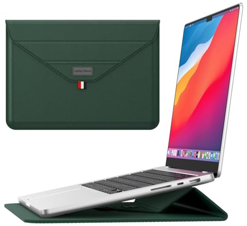 13.3-14 Inches 2 in 1 Laptop Sleeve with Stand,Laptop Case for MacBook Air/Pro/Dell/HP/Lenovo/Asus,Notebook, Portable Monitor,Slim Lightweight Computer Sleeve Bag for Women Men (Green, 13-14 Inch)