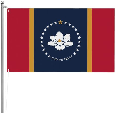 Mississippi Staatsflagge, doppelseitige Flagge, 90 x 152 cm, schwere, dreilagige, doppelseitige Outdoor-Flagge, 90 x 152 cm, Polyester-Gartenbanner