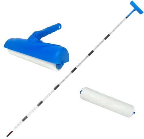 Rodillo de pintura para paredes – aplicador ajustable mango telescópico | 25 cm juego de pinceles antisalpicaduras – para casa, interior, cocina, salón, armario, garaje, pintor de pared