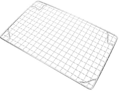 LOORGVEL Edelstahl Grillrost mit Füßen 28 X 18cm Rechteckiges Grillgitter zum Backen und Braten Antihaftbeschichtetes Kühl und Grillrost für Holzkohlegrills und Camping