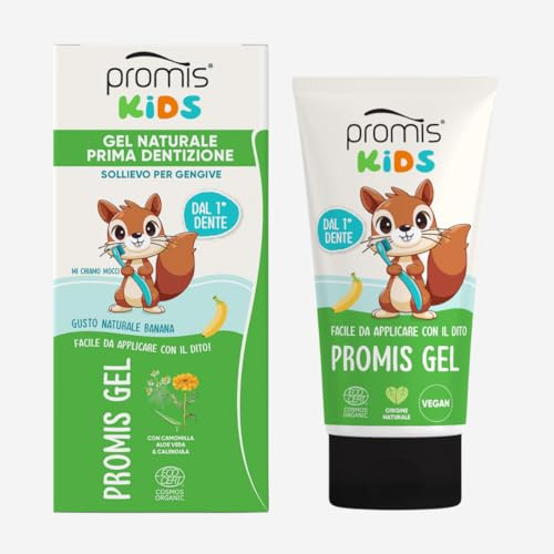 PROMIS Gel Kids Natürliches Zahnungsgel für Babys, Bio und vegan, Banane | Mit Aloe Vera, Kamille, Ringelblume und Hyaluronsäure, beruhigt gereiztes Zahnfleisch und ist sicher beim Verschlucken.