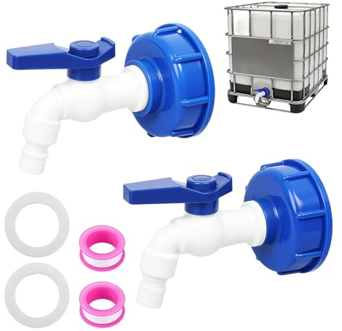 2 Rubinetto Per Tanica Ibc,Connettori 3/4,1/2 Pollice,Rubinetto Da Giardino | Realizzato in plastica,a tenuta stagna,resistente alla corrosione, adatto per giardini,campeggio e serbatoi d'acqua