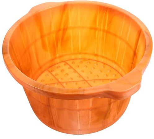 OSOLADY Grande Vasca per Pediluvio in Plastica Effetto Venature Legno, Vasca Idromassaggio i Piedi Spesso e Resistente, Portatile per Uso Domestico e Massaggio Plantare