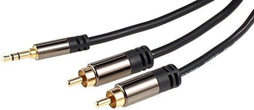 auvisio Audio Kabel: Premium-Stereo-Kabel 3,5-mm-Klinke auf 2 Cinch-Stecker, 5 m, vergoldet (Audiokabel Klinke-Cinch, Cinch Buchse auf Klinkenstecker, Kopfhörer Doppelstecker)