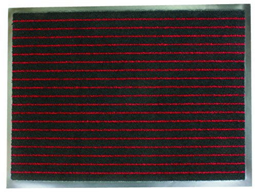 DIES&DAS 3 Stück Schmutzfang- / Sauberlaufmatte 60 x 80 cm in schwarz-rot gestreift Fußmatte Türvorleger Schuhabtreter Fußabtreter