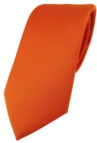 TigerTie Herren Krawatte – Klassische 7,5 cm Krawatte in orange einfarbigem Design, ideal für Geschäftstermine, festliche Anlässe und die Freizeit