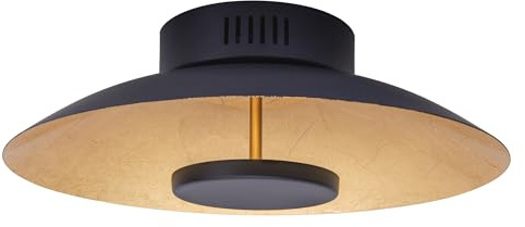 Näve Leuchten - LED Deckenleuchte Firenze Deckenlampe aus Metall - LED fest verbaut - Beleuchtung für Wohnzimmer, Büro oder den Eingangsberiech - Schwarz und Gold, 30 cm