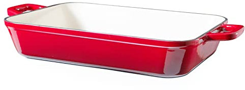 Eternal Living 16 Enameled Cast Iron Baking Pan Rectangular Lasagna Dish Large Roasting Pan Red
