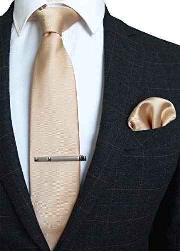 JEMYGINS Cravate doré Homme en Soie et Pinces à cravate Carre de poche Set(8)