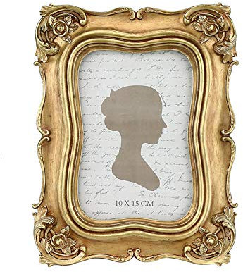 Sunlit Vintage-Bilderrahmen, 10,2 x 15,2 cm, luxuriöser antiker Bilderrahmen mit Glasfront, Foto-Display, Tisch-Wandbehang, Geschenkideen, Gold