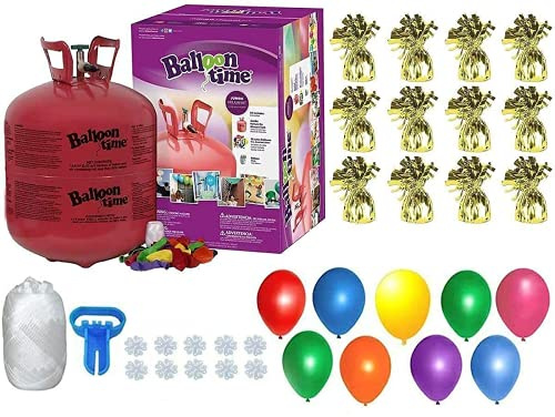 Helium Tank for Balloons At Home with 50 Gold Balloon Kit