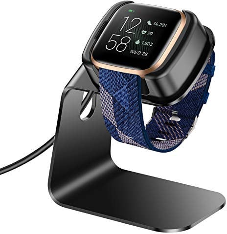 CAVN Compatible with Fitbit Versa 2 Charger (Not for Versa & Versa Lite), Premium Aluminum Replacement Charger Dock Charging Stand Charger Cable Station for Versa 2