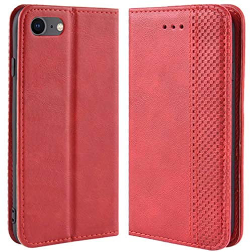 HualuBro Handyhülle für iPod Touch 7 Hülle, iPod Touch 6/5 Hülle, Retro Leder Stoßfest Klapphülle Schutzhülle LederHülle Flip Case Cover für Apple iPod Touch 7 Generation Tasche, Rot