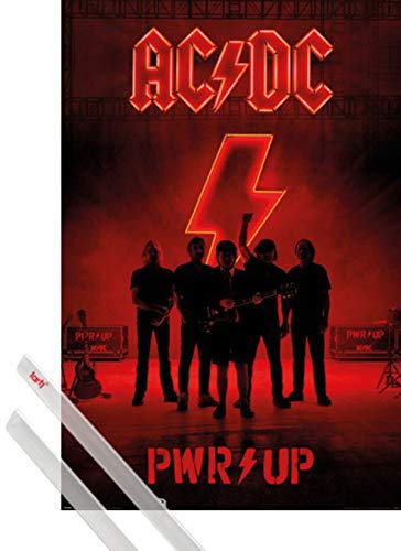 1art1 AC/DC Plakat | Bild (91x61 cm) Pwr Up + EIN Paar Posterleisten, Transparent