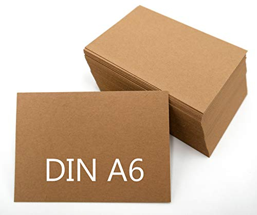 DIN A6 Blanko Kraftpapier Postkarten Karteikarten Set braun zum Selbstgestalten 225 & 300g/m² Bastelkarton (100 Blatt 225g/m²)