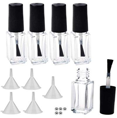 ZHONGJIUYUAN 20 Pieces 5ml Nail Polish Bottles, Empty Nail Polish Bottles W/Brush and Mixing Ball
