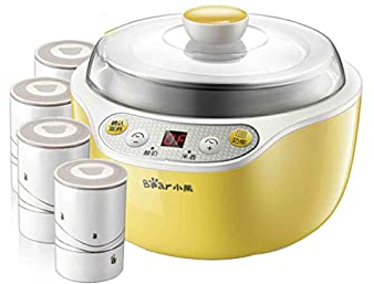 Yaourtière, Yaourtière Électrique avec 4 Tasses en Céramique (1000 ML) Et Recettes, Yaourtière Facile À Utiliser avec Réglage D'arrêt Automatique, Minuterie Réglable, Écran LCD