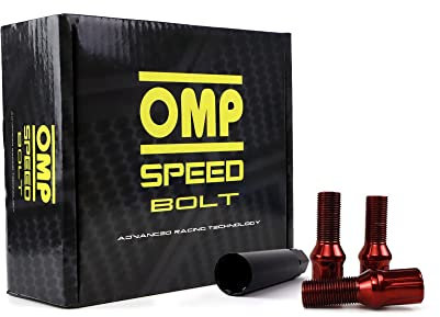 OMP SPEED Set 20 Bulloni Ruota con M12X1.25 Metrico 17/19 Filettatura Lunga 27MM Colore Rosso e Materiale DIN 10.9