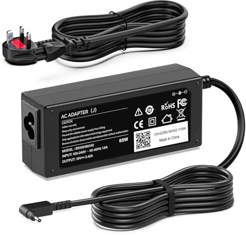 65W Laptop Charger Compatible With Acer Swift 1 3 5 SF314-51 SF314-52 SF314-42 SF315-41 SF114-32 SF114-34, Chromebook 11 13 14 15 CB3 CB5 CB3-132 CB5-571, Acer One Cloudbook 11 14, 19V Power Adapter