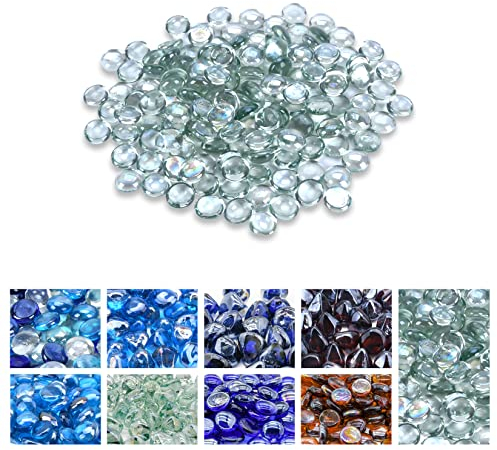 GasSaf Transparente Feuerglasperlen für Outdoor-Feuerstelle, Kamin und Feuerschalentisch, 9,1 cm Glas (9 kg) (kristallklarer Glanz)