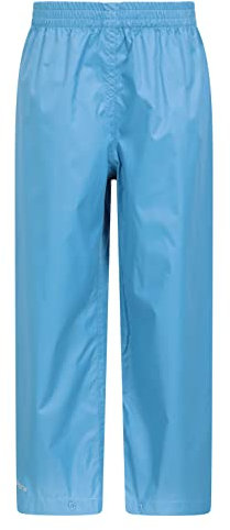 Mountain Warehouse Pakka Kids Waterproof Over Trousers - Taped Seams Rain Pants, Lightweight, Rip-Stop, Packaway Bag - for Autumn Winter, Walking, Travelling Blue Kids Size 3-4 Years
