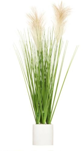 Plante Artificielle Plumeau - Pot en Ciment - H70 cm - Beige - Atmosphera créateur d'intérieur