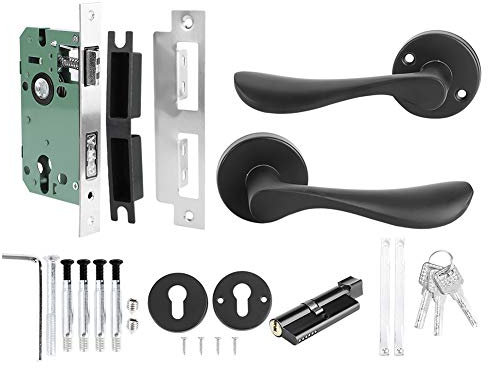 Ensemble de serrure de porte en aluminium Space Poignée de porte multifonctionnelle à verrouillage à clé Accessoire de quincaillerie de levier Poignée de serrure à clé pour pièces de rechange de serru