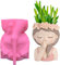 Blumentopf Beton Gießform Süße Mädchen Gesicht Silikonform DIY Kreative Pflanztopf Epoxidharz Formen Kerze Stifthalter Vase Blumentöpfe Form Mädchen Statue Kunsthandwerk Form (D)