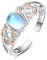 Keltischer Knoten Ring 925 Sterling Silber Ringe für Frauen Mondstein Ring Keltischer Knoten Offener Verstellbarer Ring Versprechen Schmuck(Keltischer Mondsteinring)