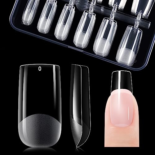 Gelike ec Mittlere Quadrat Nagelspitzen – Vollständige Abdeckung,Mittlere Nägel Tips Weiche Gelspitzen,Vorpolierte künstliche Nageltips aus PMMA-Harz für Frauen,Salon,120 Stück,12 Größen