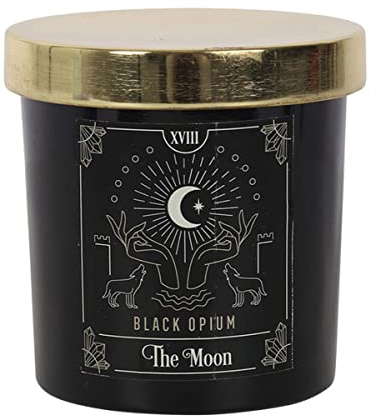 horror-shop Schwarze Opium Tarot Kerze ;The Moon;