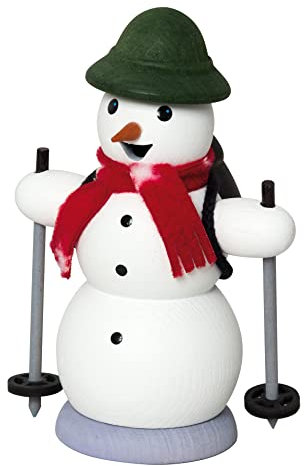 Kuhnert Rauchmann/Räucherfigur aus Holz - Schneemann als Schneewanderer - ca. 13 cm - Made in Germany