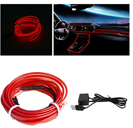 CGEAMDY 5V 500CM Auto Umgebungslicht, Autodekoration Mit Sicherung, Innenraumbeleuchtung Universeller dekorativer Lichtbalken Für Die Meisten Autos DIY Refit(Rot)