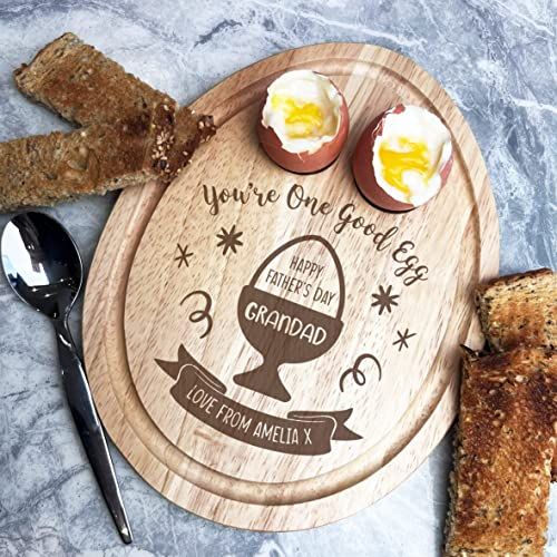 Fingerprint Designs Grandad You're One Good Egg Happy Father's Day Personalised Egg Breakfast Board