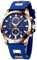 MEGALITH Herrenuhr Blau Sportlich Chronographen Herren Armbanduhr Groß Wasserdicht Analog Uhren fur Männer Gummi Uhr Designer Modisch Leuchtende Datum