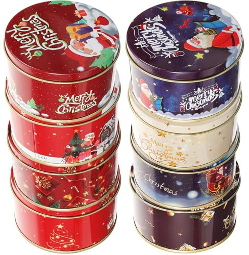 OSALADI 8 Pezzi Di Carta Regalo Di Natale Scatole Di Scatole Di Di Natale Barattoli Di Biscotti In Metallo Scatola Di Caramelle Di Natale Barattolo Di Biscotti Vuoti