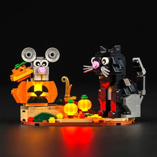 Set di luci a LED per Lego 40570 Halloween Gatto e topo (non Lego), Set di luci decorative per Lego Halloween Gatto e topo Giocattolo creativo per adulti e bambini