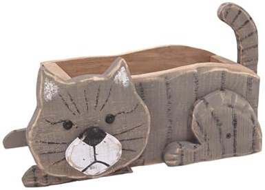 Sport Tent Blumentopf Pflanzkübel Blumenkasten Holz Rustikal Pflanzgefäß Blumenkübel Pflanztopf Tiere Gartendeko Skulptur Pflanzer Statue für Innen- und Außenpflanzen Katze